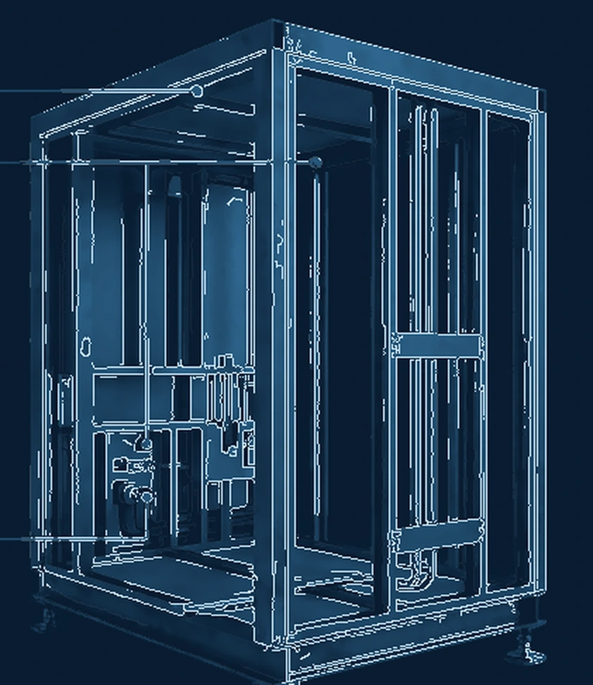 Bathroom module frame with preplanned plumbing and adjustable support feet