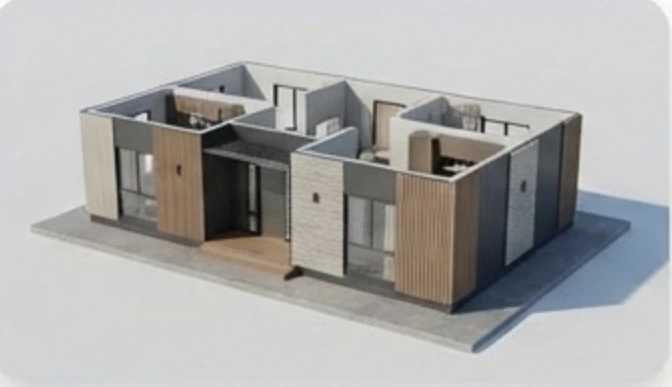 PRO house concept revealing personalized modular interior finishes